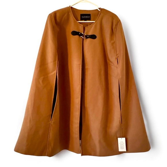 Eloquii Jackets & Blazers - NWT ELOQUII Tan Wool Cape / Pancho Size 18/20